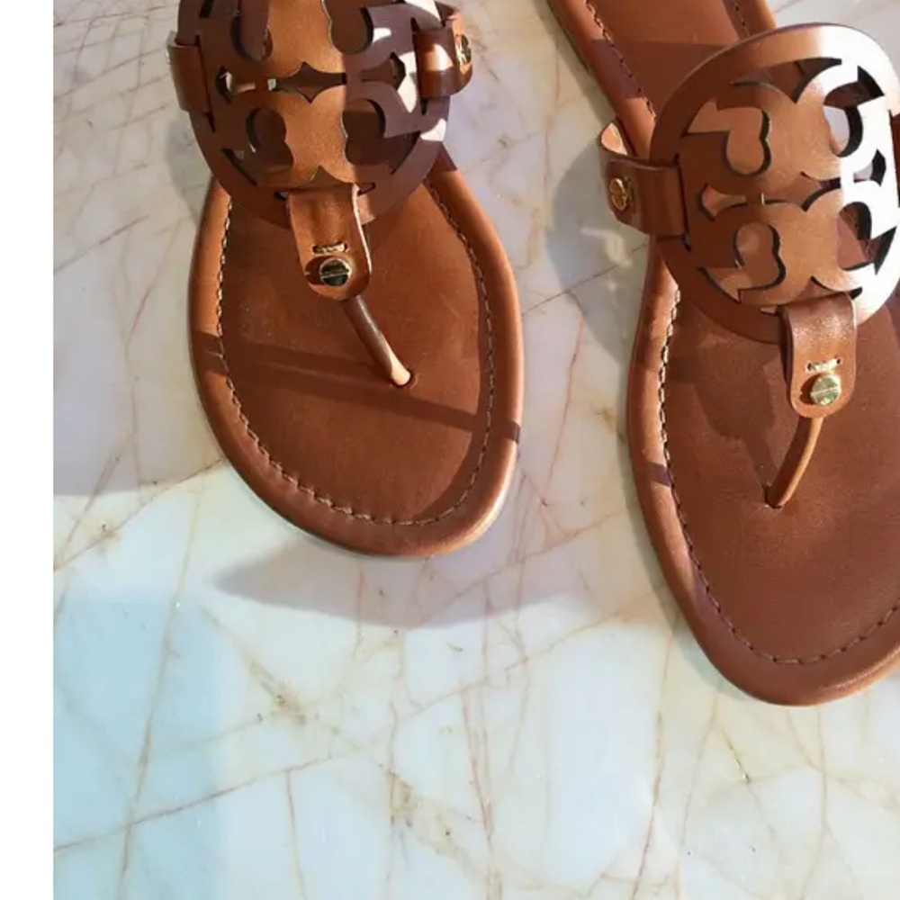 Women's Brown Leather Thong Sandals - Classic Summer Slide - Picture 2 of 9